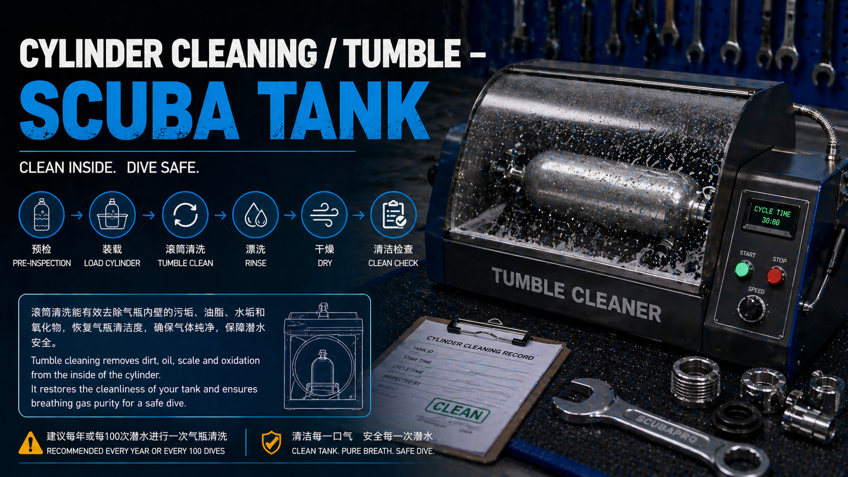 Cylinder Cleaning / Tumble – SCUBA Tank